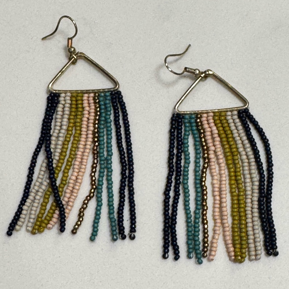 Ink + Alloy Striped Fringe Earrings